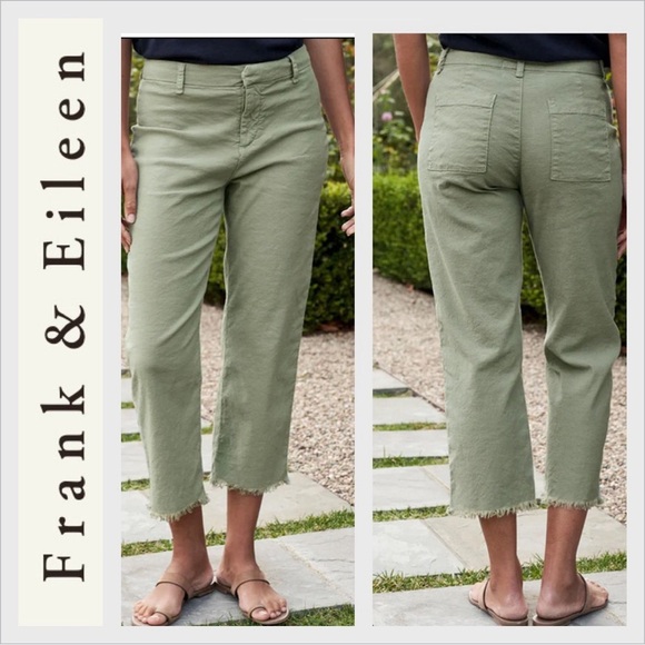 Frank & Eileen Kinsale Trouser Italian Performance Linen Sage Size 10 - Picture 1 of 9